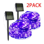 (22M 200LED2PC violetti) 7m Solar Led Light Outdoor Festoon Led Lamppu Solar Garden Lights Outdoor Vedenpitävä Fairy Garland String Jouluvalot