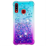 Samsung Galaxy A20s Case Gradient Quicksand Gradient Quicksand pehmeä TPU puskurin tyynynpäällinen - sininen ja violetti