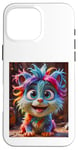 Coque pour iPhone 16 Pro Max peluche mignon monstre fourrure coloful moelleux amical enfants cool