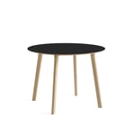 HAY - CPH Deux 220 2.0 Table Untreated Beech Frame Ø98 X H73 Ink Black Top Lacquered Beech Edge - Matbord - Ronan & Erwan Bouroullec - Svart - Trä