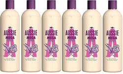 Aussie Mega Shampoo for All Hair Types 6 x 300 ml Pack of 6