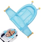 Aolso Hamac de Bain pour Bébé Antidérapan, Hamac de Bain,Filet De Bain Pour Bébé,Hamac Porte Bébé en Maille Transat de Bain,Support de siège De Bain Pour nouveau-né pour Bébé de 0 à 36 Mois(Bleu)