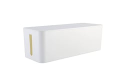 RICOO Cache Multiprise Z4001-W, Boîte de Rangement pour Câbles Électriques, Boite Cache Prise 40,6x15,6x13,4 cm, Boite Rangement multiprise, Blanc avec 2 Ouvertures Latérales