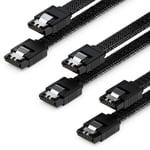 3X 30 Cm Câbles Sata 3 Nylon Set 6 Gbit/S Sata Iii Câbles De Données De Branchement De Connexion Serial Ata Pour Carte Mère & Disque Dur Hdd Ssd 2 Connecteurs En L S-Ata Droits Noirs[L783]