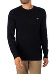 GANT Mens Cable C Neck Evening Blue Sweater Evening Blue XL