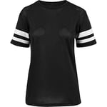 Build Your Brand Ladies Mesh Stripe Tee T-Shirt Femme, Noir/Blanc, m