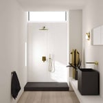 Receveur de douche en acrylique noir structure en pierre rectangulaire + siphon extraplat viega solid level 120 x 80 - noir