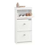 SoBuy Meuble Chaussure, Armoire à Chaussures, Meuble d'Entrée, Commode à Chaussures, Meuble de Rangement avec 3 Abattants, Coffre Rangement Chaussure, Blanc, L53xP24xH117 cm, FSR94-W