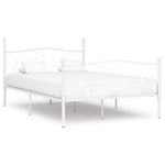 Cadre de lit et sommier à lattes Blanc Métal 160 x 200 cm - Blanc