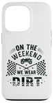 Coque pour iPhone 13 Pro Dirt Track Racing le week-end, nous portons un pilote de voiture Dirt Race