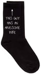 60 Second Makeover Limited Mens This Guy Has an Awesome Wife Calf Socks Valentines Anniversray Husband Gift, One Size, Black