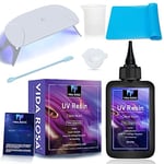 Vida Rose 100g Résine UV super transparente avec lampe UV, verre doseur et outils – Un kit de résine UV à durcissement rapide pour la fabrication de bijoux et résistant au jaunissement