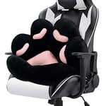 MOONBEEKI Coussin de Chaise en Peluche Confortable en Forme de Patte de Chat pour Chaise de Gamer 71,1 x 61 cm - Joli siège Kawaii pour Fille, employée, Salle à Manger, Chambre à Coucher, Noir