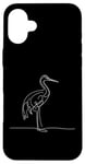 Coque pour iPhone 16 Plus Line Art Grue de sable pour oiseaux et ornithologues