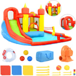 Château gonflable avec toboggan et piscine 410x385x220cm pvc Happy Hop Multicolore