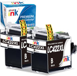 LC422XL Lot de 2 Cartouches d'encre Noires pour Brother LC422XL LC-422XLBK LC-422BK LC422 XL pour Brother MFC-J5340DW, MFC-J5345DW, MFC-J5740DW, MFC-J6540DW, MFC-J6940DW