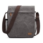 S-ZONE Medium Messenger Bag with 12.9 Inch Tablet Compartment Men Canvas Crossbody Satchel Shoulder Bag