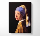 Vermeer The Girl With The Pearl Earring Canvas Print Wall Art - Large 26 x 40 Inches