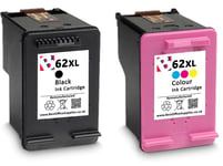 62 XL Black & Colour Refilled Ink Cartridges For HP Officejet 5744 Printer