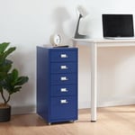 Caisson de bureau Kökar à roulettes avec 5 tiroirs 69 x 28 x 41 cm bleu en.casa