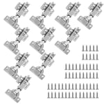 10 Pcs Soft Close Cabinet Hinges, Kitchen Cupboard Hinges, Kitchen Cabinet Hinges 60 x 98 mm with 60 Screws, Cupboard Door Hinges, Full Overlay Mute Door Hinges for Bathroom Cupboard Wardrobe Doors