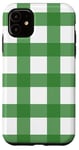 iPhone 11 Green White Checkered Plaid Flannel Gingham Pattern Checker Case