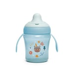 Suavinex, Tasse d'Apprentissage avec Bec Rigide. Gobelet Bébé Anti Fuite avec Couvercle Rabattable et Anses. Passe au Lave-Vaisselle. Trainer Cup 200ml. Verre Bébé et Enfats +6 Mois. Fôret Bleu