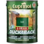 Cuprinol 5092438 Ducksback 5 Year Waterproof for Sheds & Fences Forest Green 5L