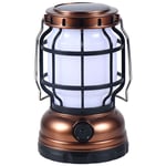 Tlily - Lanterne Solaire Lanterne de Camping Lampe de Camping avec Batterie Externe D'Urgence Flamme Vacillante LumièRe led Suspendue (Bronze)