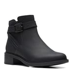 Clarks womens Clarks Boots Ankle Boot, Black Leat, 6.5