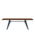 Vitra - EM Table 220, Base Prouvé Bleu Dynastie - Solid American Walnut - Matbord