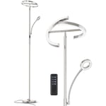 Anten Lampadaire sur Pied Salon 20W, Nickel Lampadaire LED Variable avec 7W Liseuse Flexible, 3 Températures de Couleur Moderne Lampe sur Pied pour