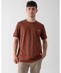 Fred Perry Mens Ringer T-Shirt - Brown - Size Medium