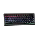 EPOMAKER EK68 Clavier Mécanique SansFil/Bluetooth/USB-C. Clavier 65% avec Batterie 3000mAh, Bouton de Volume, RGB, HotSwap, pour Gaming/Bureau/PC/Mac/Linux ((UK) Argent Noir, Budgerigar Switch)