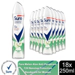 Sure Women Pure Melon Aloe Spray Nonstop Protection Antiperspirant Deo, 18x250ml