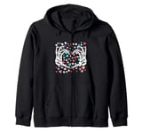 Skeleton Hand Heart Funny Bones Valentine's Day Men Women Zip Hoodie