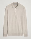 John Smedley Belper Extra Fine Merino Polo Pullover Grey Fleece