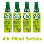 Fry Light 1 Cal Extra Virgin Olive Oil Cooking Spray Baking 4x 190ml Bottles