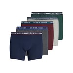 JACK&JONES PLUS Men's Jacoliver Trunks 5 Pack Noos Ps Boxer Shorts, Dark Grey Blend, XXXXL