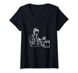 Womens Coffee Espresso Barista Coffee Maker Silhouette V-Neck T-Shirt