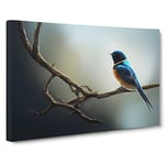 The Riveting Swallow Bird Canvas Wall Art Print Ready to Hang, Framed Picture for Living Room Bedroom Home Office Décor, 30x20 Inch (76x50 cm)