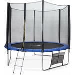 Sweeek - Trampoline Mars xxl - Bleu - 305cm - Avec filet de protection - Échelle - Bâche - Filet pour chaussures - Kit d'ancrage - Qualité pro