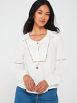 Superdry Ibiza Long Sleeve Beach Blouse - White, White, Size 16, Women