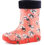 Ladeheid Bottes de Pluie Chaussure Enfant Fille Garçon Swk 206 (Rose/Chiens, 27/28 EU)