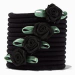 Claire's Black Rose Hair Ties - 4 Pack