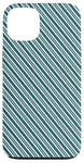 iPhone 13 Ocean Teal Blue with White Striped Stripes Pattern Case