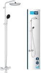 GROHE Vitalio Comfort 250 - Wall Mounted Shower System with Bath Thermostat (Square 25 cm Head Shower 1 Spray: Rain, Square 11 cm Hand Shower 2 Sprays: Rain and Jet, Water Saving), Chrome, 26984001