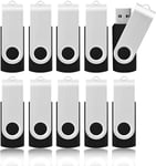 Lot Cle USB 16 Go Pas Cher Clé USB 2.0 en Lot de 10 Stockage Externe Mémoire Porte Clé pour PC,TV,Ipad,Voiture,Lecteur,Xboxone(16 Go,Noir).[Y818]