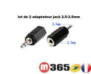 LOT 2 ADAPTATEUR REDUCTEUR JACK MALE 3.5MM  vers JACK FEMELLE 2.5 MM STEREO