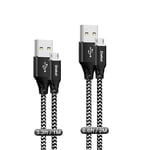 Câbles Micro Usb[1m+2m /Lot De 2]Câble De Charge Usb A Vers Micro Tressé En Nylon Câble De Charge Android Compatible Pour Samsung Galaxy S7/ S6/ J7/ Note 5,Huawei,Xiaomi,Nexus,Nokia,Kindle,Noir